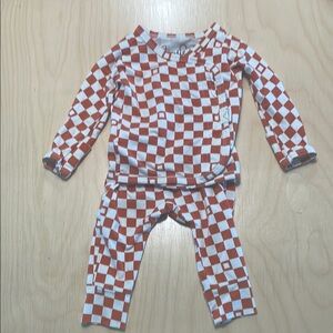 Bonsie baby orange and White Checkered Baby Outfit / 0-3 months